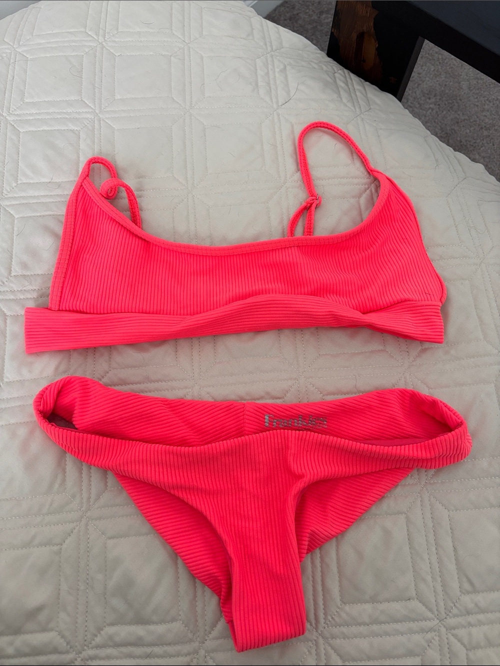 Neon Pink Ribbed Bikini Set